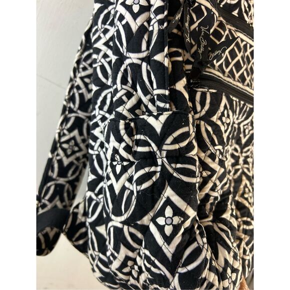 Vera Bradley padded backpack black white 5 zipper 17"x14" - Picture 4 of 10